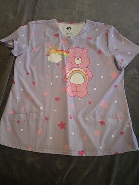 XL Care Bears Scrub Top Purple Lavender Character Top Lightweight